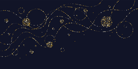 Leinwandbilder - Background with gold glitter to place the inscription. Poster with lines consisting of particles.
