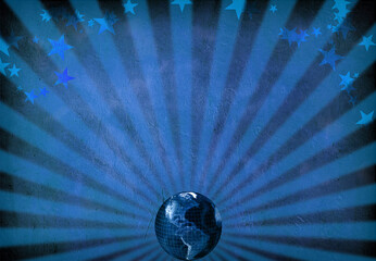 Wall Mural - Globe Rays and stars background