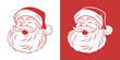 © gomolach - Vector Monochrome Cute Funny Smiling Peeking Santa Claus Head Icon. Design Template for Holiday Merry Christmas and Happy New Year Greeting Cards, Stickers, Banners