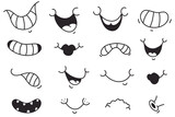 Fototapeta Dinusie - Retro style mouth smile cute cartoon doodle face expression isolated set. Vector graphic design element illustration