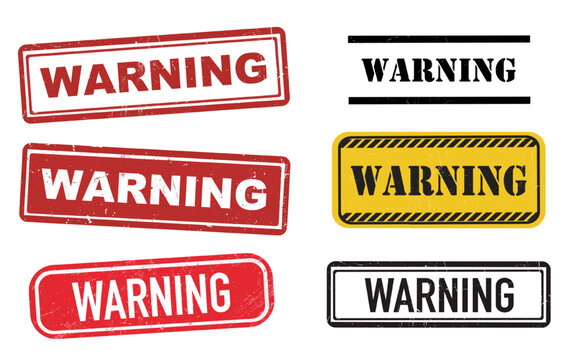 Grunge rubber stamps with text Warning. Vector illustration