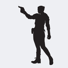 Wall Mural - Vector silhouette of a female police agent wearing a uniform on a white background