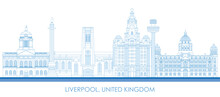 Outline Skyline Panorama Of Liverpool, United Kingdom - Vector Illustration