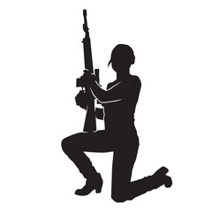 Wall Mural - Vector silhouette of a female police agent wearing a uniform on a white background