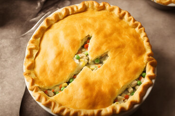 Wall Mural - picture of chicken pot pie, a home cooked meal, savory and healthy food