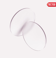 Poster - Round glass plates. Glass morphism with blur effect. Realistic 3d design. Blurred mirror. Vector illustration