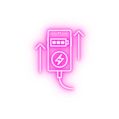 Sticker - battery charge mobile phone wireless neon icon