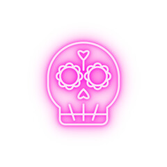 Poster - day of the dead skull neon icon