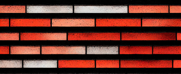 Sticker - brick wall made of bricks of different colors, ultrawide