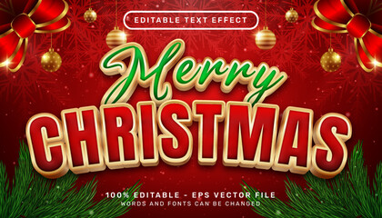 Poster - merry christmas 3d text effect and editable text effect with christmas background