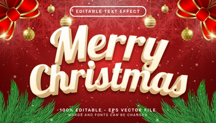 Poster - merry christmas 3d text effect and editable text effect with christmas background