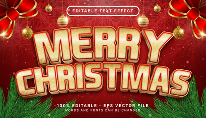 Poster - merry christmas 3d text effect and editable text effect with christmas background