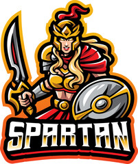 Wall Mural - Spartan women esport mascot 