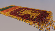 A Crowd Of People Congregating To Form The Flag Of Sri Lanka. Sri Lankan Banner On White.