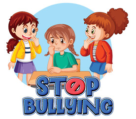 Canvas Print - Stop Bullying text with cartoon character