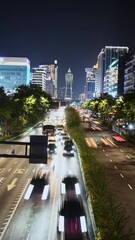 Poster - busy traffic on road in midtown of hangzhou at night