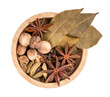 Spices and herbs ingredients for cooking Curry, Curry powder, clove, cardamom, cinnamon, caraway on white background PNG file.