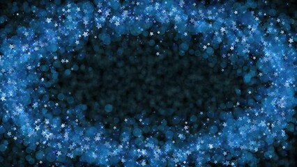 Wall Mural - shiny blue particles moving elliptical on 4k black background
