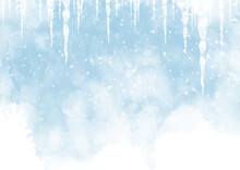Christmas Winter Background With Snow And Icicles