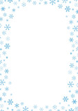 Fototapeta  - 美しい手描きの雪の結晶のフレームイラスト
