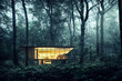 3D Rendering, Modernes Luxus Haus aus Glas im Wald