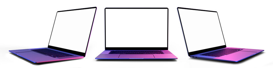Laptop mock up with transparent screen isolated