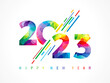 2023 Happy New Year colored facet numbers. Creative concept of 20 23 colorful number for poster or banner design. Vector illustration