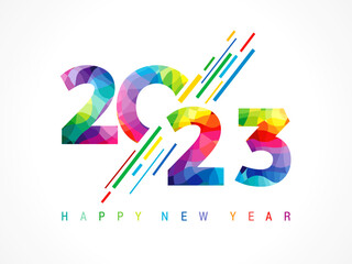 Wall Mural - 2023 Happy New Year colored facet numbers. Creative concept of 20 23 colorful number for poster or banner design. Vector illustration