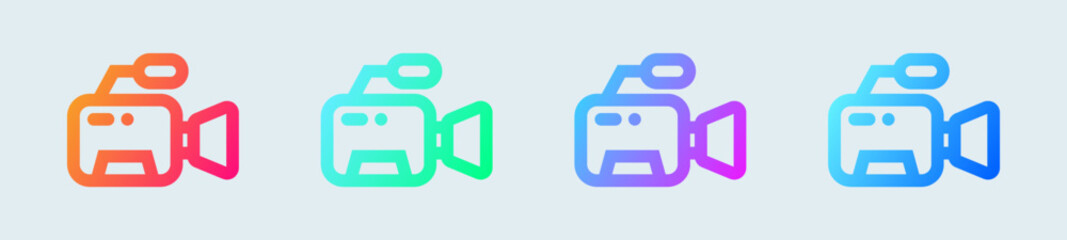 Poster - Video camera line icon in gradient colors. Movie equipment signs vector illustration.