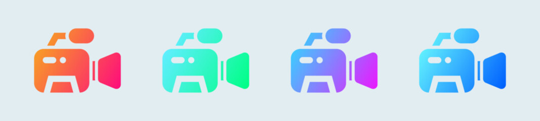 Poster - Video camera solid icon in gradient colors. Movie equipment signs vector illustration.