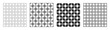 Set of four seamless lattice vector patterns. Weaving textures. Geometric lattices, grid outline patterns. Black and white interlace patterns. Geometric backgrounds.