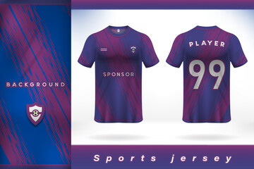 Blue purple sports jersey template design, abstract dotted line texture pattern