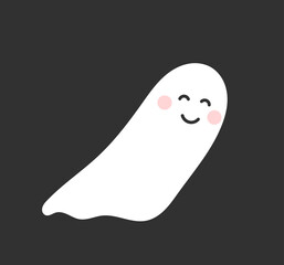 Sticker - Cute ghost cartoon style symbol.