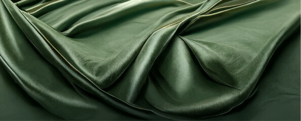 dark green silk satin background, beautiful soft folds, background