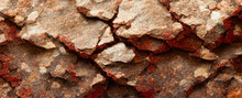 Red Brown Rock Texture, Cracked Mountain Surface, Background