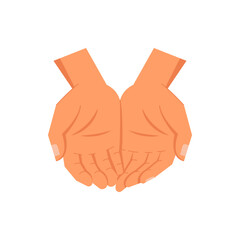 Poster - Two empty hands asking for help, isolated gesture and nonverbal communication. Language of signs and symbols. Open palms and fingers. Vector in flat style, poverty and donation concept