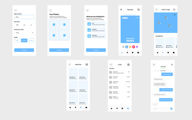 Wall Mural - Online dating app Find your Soulmate design template for mobile apps, responsive website wireframes. vector illustration.