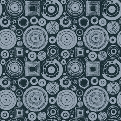 Poster - seamless abstract pattern of geometric shapes, circles and squares imitating embroidery or tapestry. Repeating vector background. Suitable for wallpaper, wrapping paper or fabric design