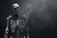 Human Skeleton Death On Dark Background