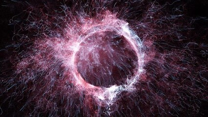 Wall Mural - Cosmic energy strings. Energy flows in the form of thin bright elements. Lines form structural fibers