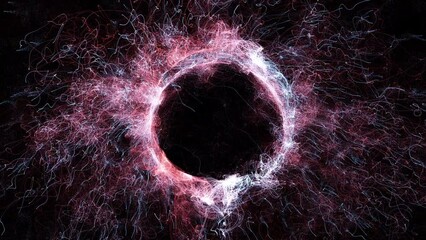 Wall Mural - Cosmic energy strings. Energy flows in the form of thin bright elements. Lines form structural fibers