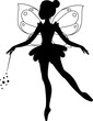 Winged fairy silhouette. Illustration of a ballet dancing fairy in the cartoon style.