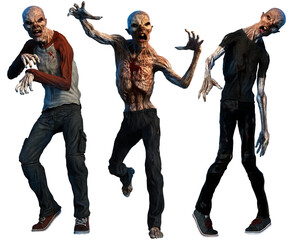 Wall Mural - Group of Zombies 3D illustration	