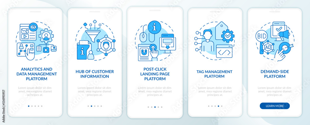 Personalization marketing tools blue onboarding mobile app screen ...