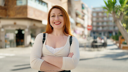 Poster - Young redhead woman  at street