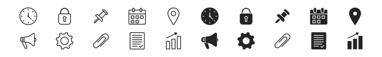 UI UX outline icon set. Web interface symbols. Business concept.