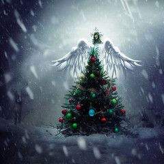 christmas snow and northern lights