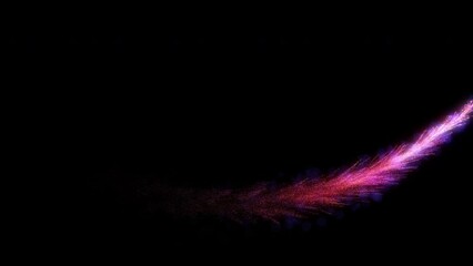 Poster - Trail of glowing particles. Festive effect. Overlays 4k. Bokeh particle. Sparkles isolated on black. Flying revealer. Animation. Pink color
