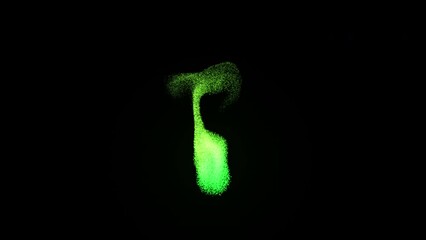 Poster - CG Flame. Fire game asset. Isolated on black background. Green Color. 4k animation. 