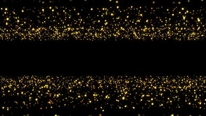 Poster - 4K Bokeh lights. Glowing particles. Floating defocused light particle. Isolated on black background. Gold color. Xmas backdrop. 2023 New Year. Motion graphics.